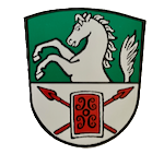 Wappen mit Pferd und Schild